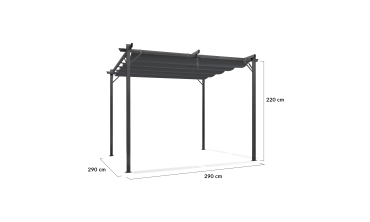 Pergola Marina en acier et toit rétractable gris 3x3m