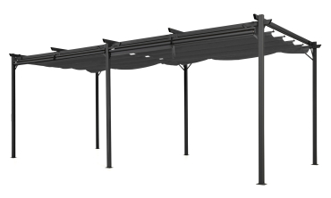 Pergola Marina en acier avec toit rétractable et 6 stores gris 3x6m