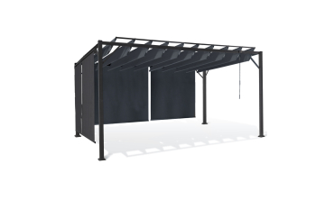 Pergola Venice toit lames orientables et 4 stores gris 3x4m