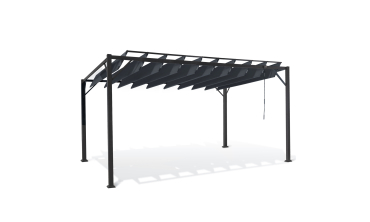 Pergola Venice toit lames orientables et 4 stores gris 3x4m