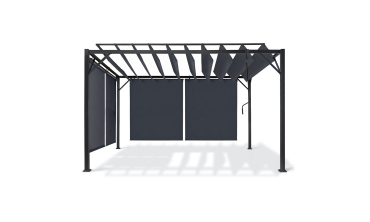 Pergola Venice toit lames orientables et 4 stores gris 3x4m