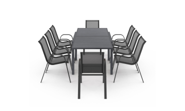 Ensemble repas extensible 8 places en polywood gris