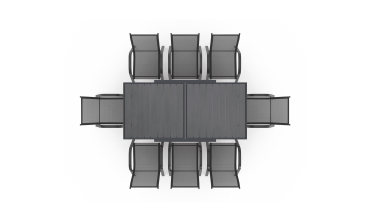 Ensemble repas extensible 8 places en polywood gris