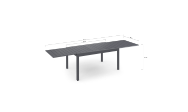 Ensemble repas extensible 12 places en polywood gris