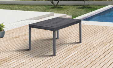 Table de jardin extensible en polywood gris anthracite 90-180cm