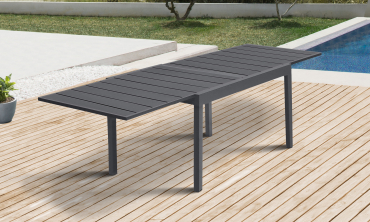 Table de jardin extensible en polywood gris anthracite 90-180cm