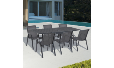 Table de jardin extensible en polywood gris anthracite 90-180cm