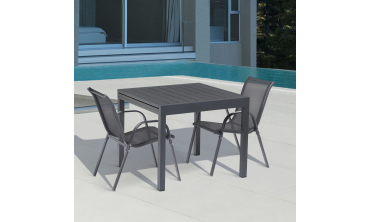 Table de jardin extensible en polywood gris anthracite 90-180cm