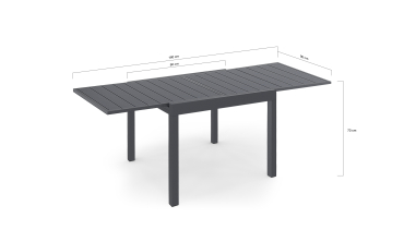 Table de jardin extensible en polywood gris anthracite 90-180cm