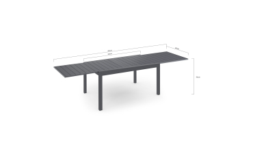 Table de jardin extensible en polywood gris anthracite 135-270cm