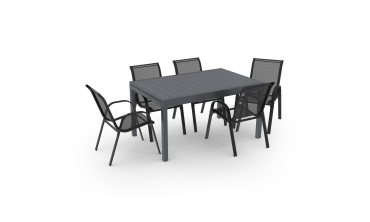 Table de jardin extensible en polywood gris anthracite 135-270cm