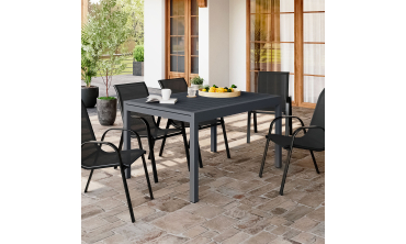 Table de jardin extensible en polywood gris anthracite 135-270cm