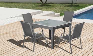 Table de jardin extensible en verre trempé 90-180cm