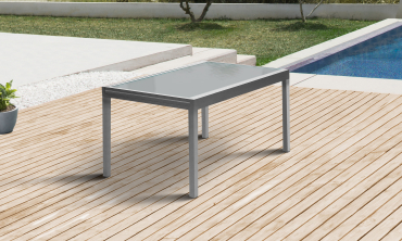 Table de jardin extensible en verre trempé 90-180cm