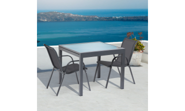 Table de jardin extensible en verre trempé 90-180cm