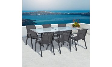 Table de jardin extensible en verre trempé 90-180cm