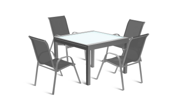 Table de jardin extensible en verre trempé 90-180cm