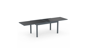 Table de jardin extensible en verre trempé gris foncé 135-270cm