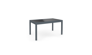 Table de jardin extensible en verre trempé gris foncé 135-270cm