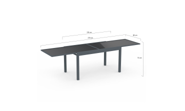 Table de jardin extensible en verre trempé gris foncé 135-270cm