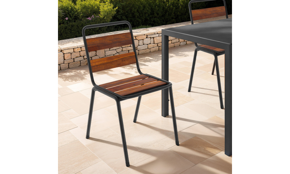 Chaises de jardin Acacia en métal et bois - lot de 4 Chaises de jardin Acacia en métal et bois - lot de 4