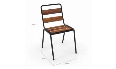 Chaises de jardin Acacia en métal et bois - lot de 6 Chaises de jardin Acacia en métal et bois - lot de 6