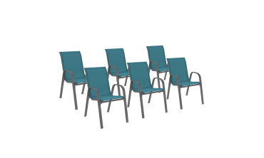 Chaises de jardin empilables en textilène bleu - lot de 6 Chaises de jardin empilables en textilène bleu - lot de 6