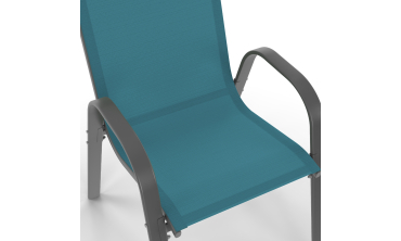 Chaises de jardin empilables en textilène bleu - lot de 6 Chaises de jardin empilables en textilène bleu - lot de 6