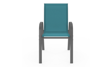 Chaises de jardin empilables en textilène bleu - lot de 6 Chaises de jardin empilables en textilène bleu - lot de 6