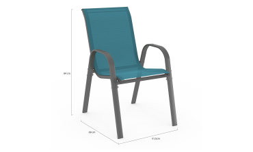 Chaises de jardin empilables en textilène bleu - lot de 6 Chaises de jardin empilables en textilène bleu - lot de 6