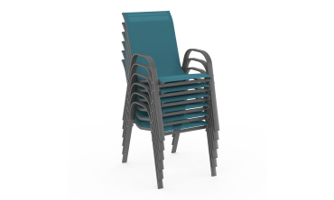 Chaises de jardin empilables en textilène bleu - lot de 6 Chaises de jardin empilables en textilène bleu - lot de 6