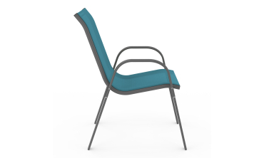 Chaises de jardin empilables en textilène bleu - lot de 6 Chaises de jardin empilables en textilène bleu - lot de 6