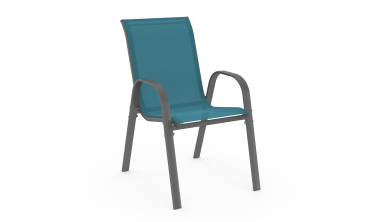 Chaises de jardin empilables en textilène bleu - lot de 6 Chaises de jardin empilables en textilène bleu - lot de 6