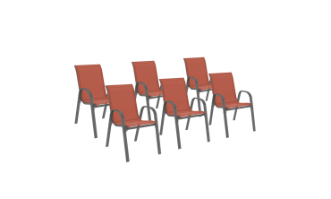Chaises de jardin empilables en textilène terracotta - lot de 6 Chaises de jardin empilables en textilène terracotta - lot de 6