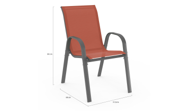 Chaises de jardin empilables en textilène terracotta - lot de 6 Chaises de jardin empilables en textilène terracotta - lot de 6