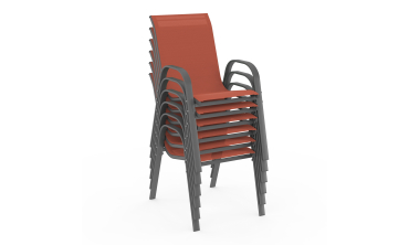 Chaises de jardin empilables en textilène terracotta - lot de 6 Chaises de jardin empilables en textilène terracotta - lot de 6