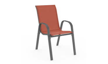 Chaises de jardin empilables en textilène terracotta - lot de 6 Chaises de jardin empilables en textilène terracotta - lot de 6