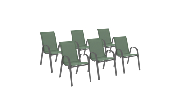 Chaises de jardin empilables en textilène vert - lot de 6