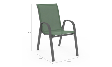 Chaises de jardin empilables en textilène vert - lot de 6