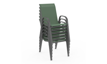 Chaises de jardin empilables en textilène vert - lot de 6