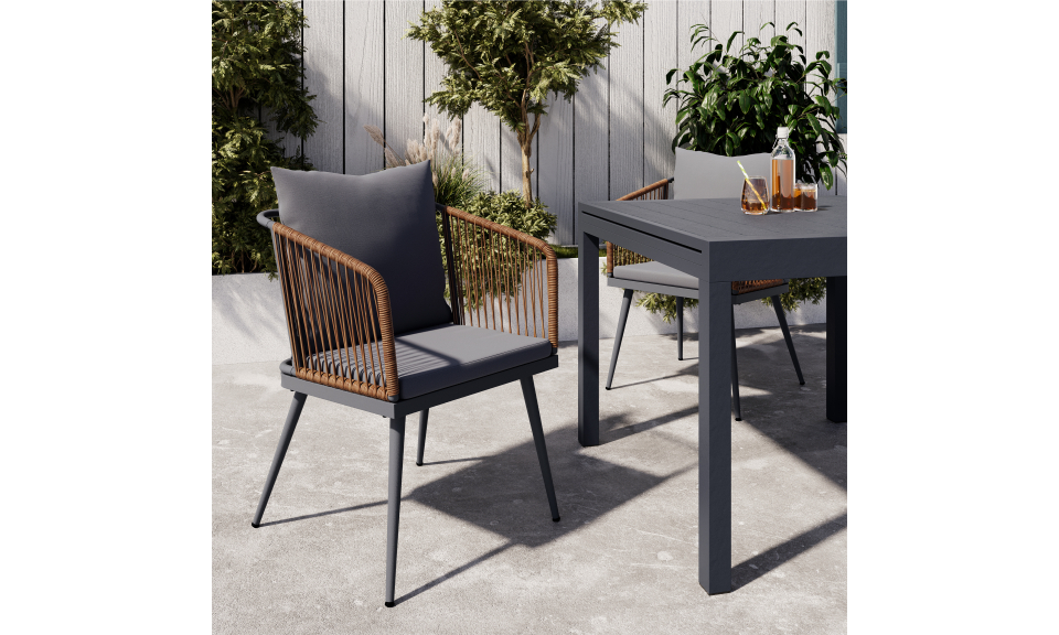 Chaises de jardin Florida en osier avec coussins - lot de 2