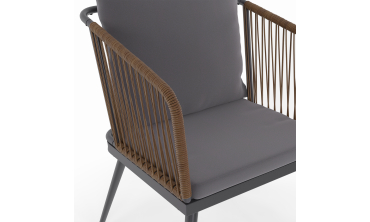 Chaises de jardin Florida en osier avec coussins - lot de 2