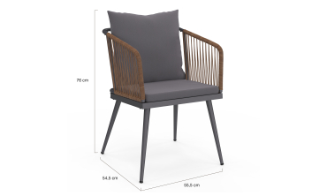 Chaises de jardin Florida en osier avec coussins - lot de 2