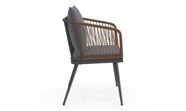 Chaises de jardin Florida en osier avec coussins - lot de 2