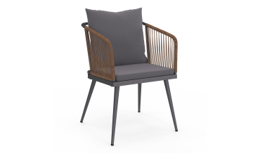 Chaises de jardin Florida en osier avec coussins - lot de 2