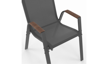 Chaises de jardin Ozéa en textilène et rotin - lot de 4 Chaises de jardin Ozéa en textilène et rotin - lot de 4
