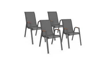 Chaises de jardin Ozéa en textilène et rotin - lot de 4 Chaises de jardin Ozéa en textilène et rotin - lot de 4