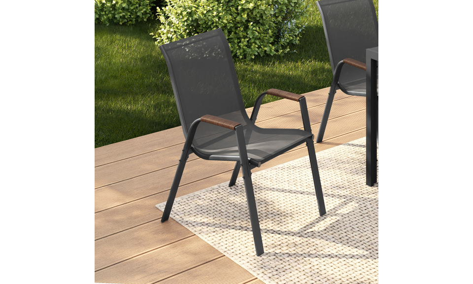 Chaises de jardin Ozéa en textilène et rotin - lot de 6 Chaises de jardin Ozéa en textilène et rotin - lot de 6