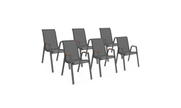 Chaises de jardin Ozéa en textilène et rotin - lot de 6 Chaises de jardin Ozéa en textilène et rotin - lot de 6