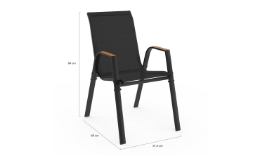 Ensemble repas Timbia 10 places noir et verre trempé effet bois Ensemble repas Timbia 10 places noir et verre trempé effet bois